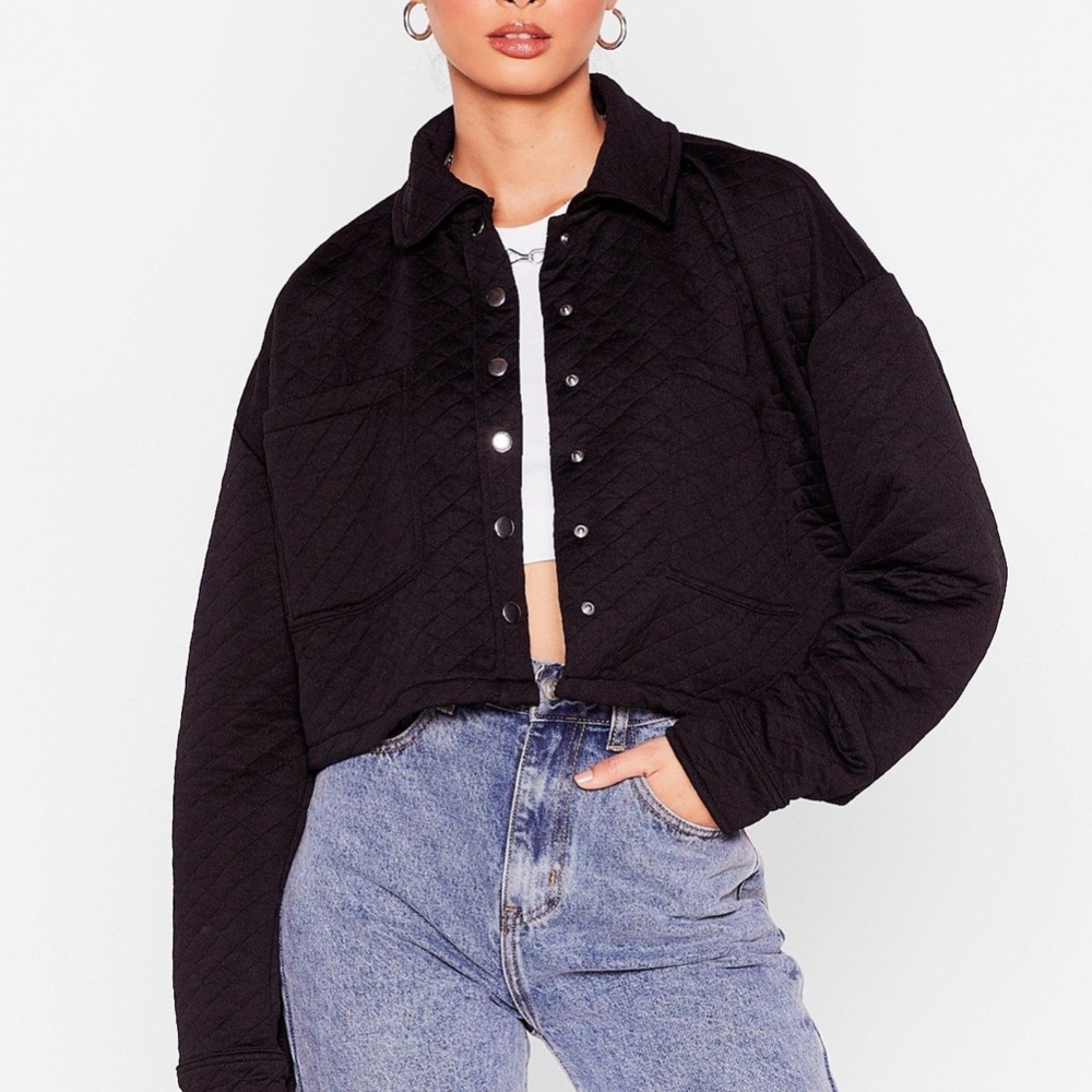 Like New Nasty Gal Black Cropped Jacket Size 6